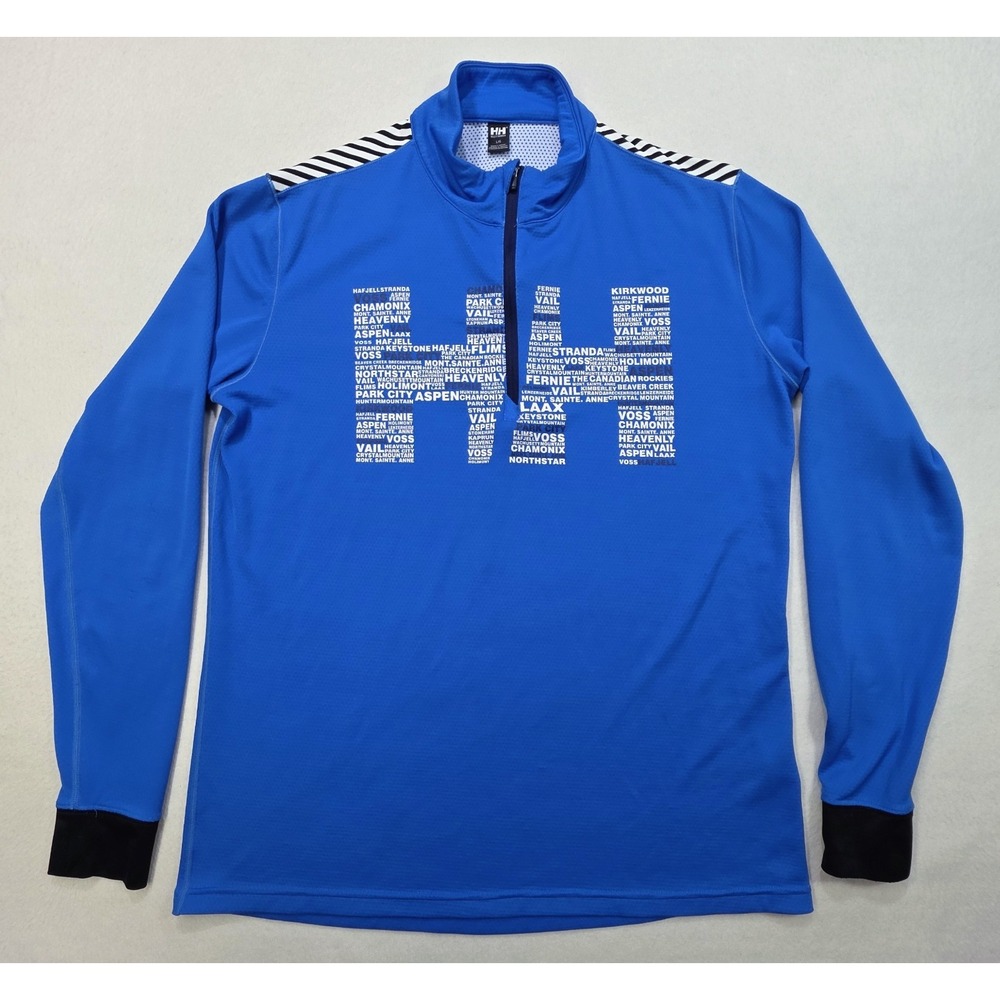 Helly Hansen Pullover Mens Large 1/4 Zip LIghtweight Jacket HH Long Sleeve Blue